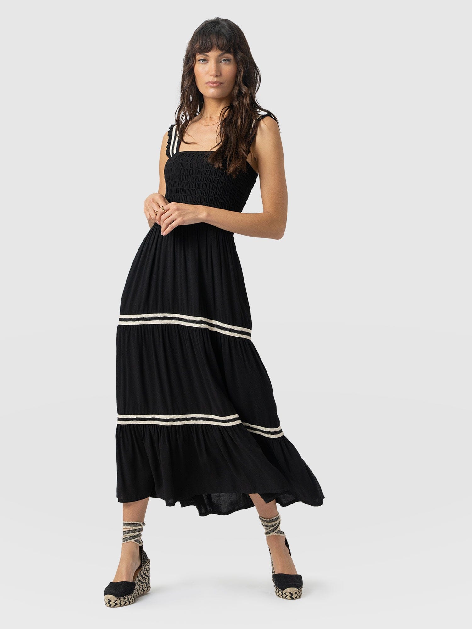 Maya Shirring Dress - Black - Women's Dresses | Saint + Sofia® USA